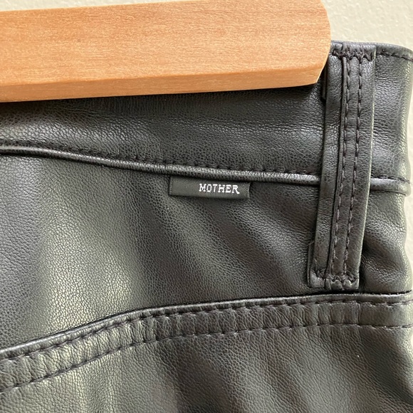 Mother Faux Leather High-Waisted Rider Ankle Women’s Size 27 Black Cropped Pants - Picture 9 of 16